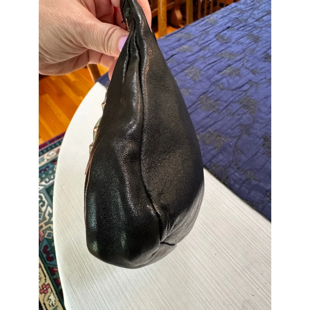 Jimmy Choo Black Leather Star Clutch Bag Silver Hardware - Picture 6 of 11